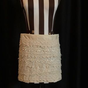 Cream color lace mini skirt
